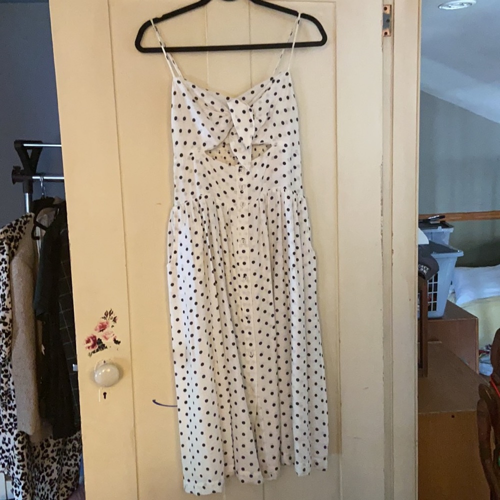 Xhilaration White and Black Polka Dot Midi Dress